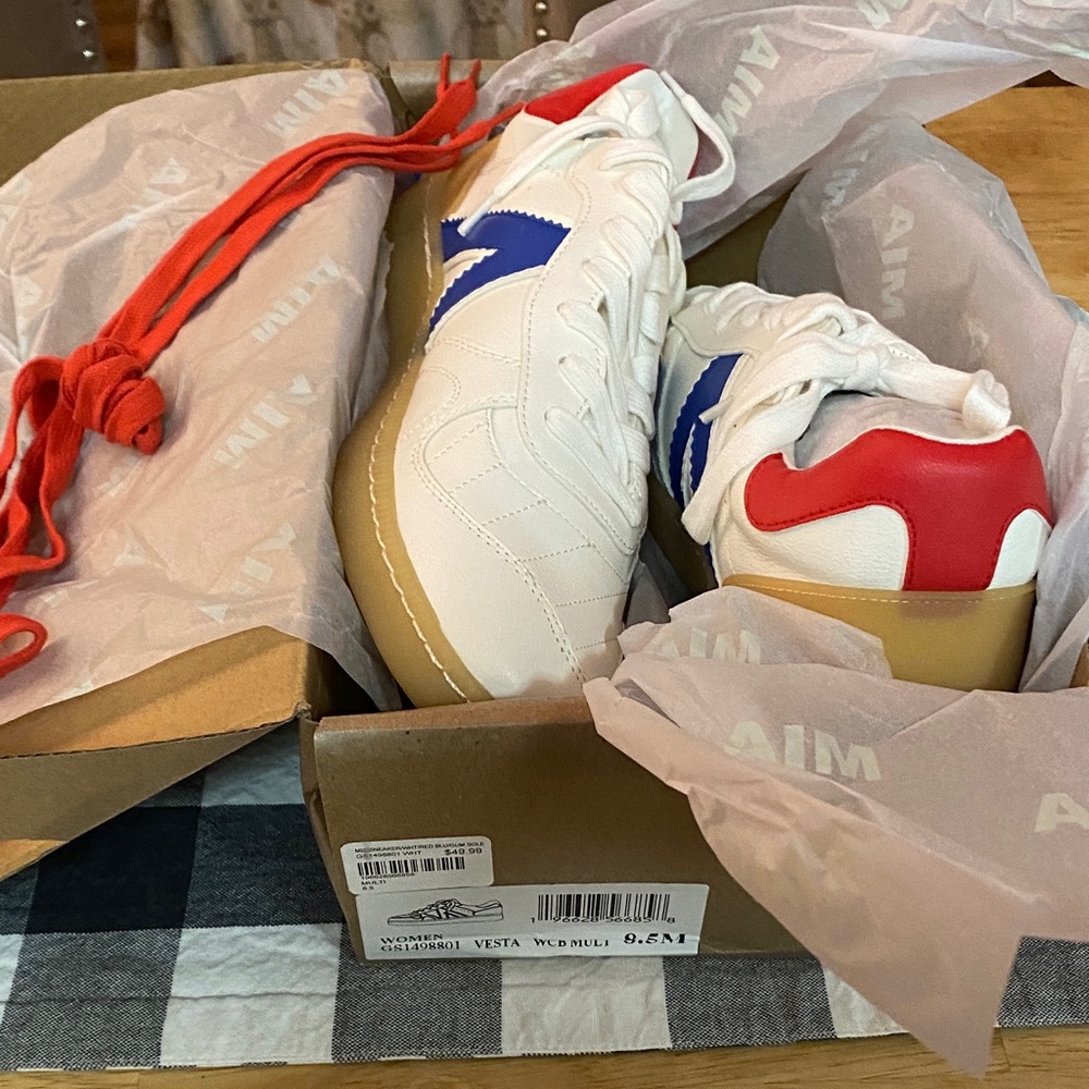 MIA Women's Sneakers in White, Red, and Blue